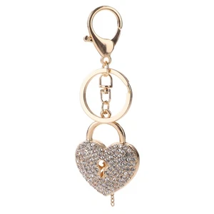 Love Keychain Man Heart Shaped Ornament Charm Rhinestone Gold Silver - Imagen 1 de 12