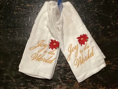 NUEVO Juego de 2 toallas de mano St Nicholas Square Joy to World Poinsettia lote de baño Foto 1 de 4