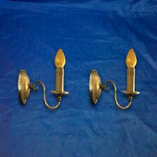Pair antique of silver tone yellow brass scroll arm sconces 20K