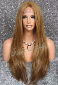 Human hair Blend Full LACE FRONT WIG Heat ok Long Silky Straigt Blonde mix JSLY - Picture 1 of 7