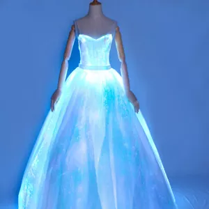 LED Leuchtendes Hochzeitskleid Braut Weiß Formelle Kostüm Nachtclub Kostüme - Bild 1 von 10