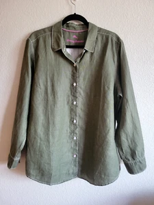 NWT Tommy Bahama 100% Linen Sea Glass Breezer Womens Shirt Long Sleeve Size XL - Picture 1 of 15