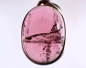 TOURMALINE Crystal Pendant - Sterling Silver, Cabochon Birthstone Jewelry 54442 - Picture 1 of 3