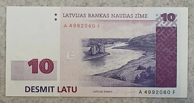 Latvia 10 lati 2000 UNC banknote lati, AF series, P-50 - Image 1 of 3