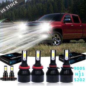 For Silverado 1500 2500 2007-2015 6x 6000K LED Headlight Hi/Lo + Fog Bulbs - Picture 1 of 12