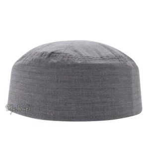 Muslimischer türkischer einfacher einfacher verblasster grauer Stoff 3 Zoll Kufi Topi MUSLIMISCHER GEBETS Hut - Bild 1 von 6