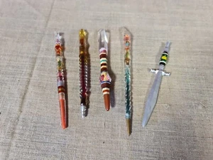 Vintage Plexiglass  ballpoint pens Handmade Prison Art USSR Floral Ornament Rose - Picture 1 of 9