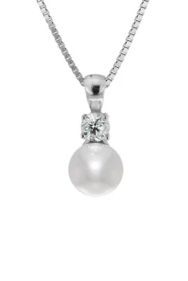 TRENDOR Schmuck Damen-Halskette mit Perl-Anhänger 925 Sterlingsilber 35906 - Bild 1 von 4