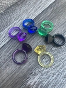 (5) 1999 Pretty Pretty Princess Replacement RINGS Black Prpl Blue Green Dark Prp - Picture 1 of 2