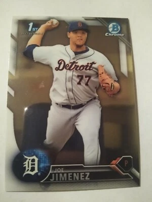 2016 JOE JIMENEZ BOWMAN CHROME BASEBALL ROOKIE CARD RC #BCP225 DETROIT TIGERS  - Image 1 of 2