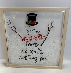 Snowman Shadowbox Some People Are Worth Melting Handmade - Picture 1 of 3