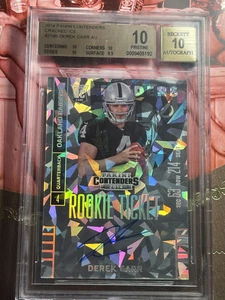 2014 Panini Contenders Derek Carr Cracked Ice /22 RC Auto BGS 10/10 #214B POP 2