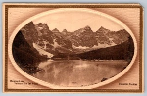 Moraine Lake, Valley Of The Ten Peaks, Banff Alberta, Antique Sepia Postcard - Foto 1 di 2