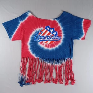 Rochester Americans Amerks Tye-Dye Fringe T-Shirt Womens XL Red White Blue AHL - Picture 1 of 5