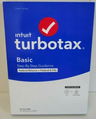 *WOW*  Intuit TurboTax Basic Federal + Efile 2020 Mac Windows Sealed with CD!  - Image 1 of 2