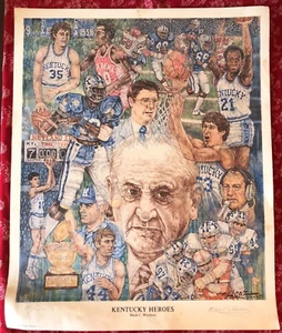 1977 Signed & Numbered Mark C. Wiedmer Kentucky Heroes Print Kentucky Wildcats - Picture 1 of 12