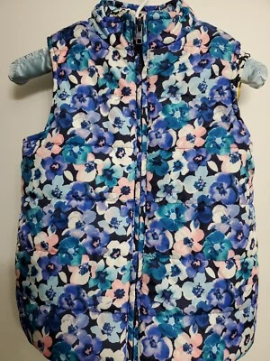 Colete acolchoado Gymboree meninas jovens Houndstooth/floral/chita padrão tamanho M (7-8) NOVO - Imagem 1 de 4