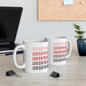 L'amour est dans les cheveux, paire, osez, tanière, tasse en céramique équitable 11 oz - Photo 1/7