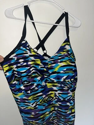 Traje de baño para mujer Merona Top Tankini talla 26 púrpura y azul talla grande Foto 1 de 4