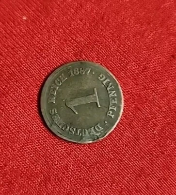 German Empire 1 Pfenning 1887  Copper Coin Deutches Reich Free Shipping  - Image 1 of 3