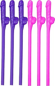 Party Empire - 30 Pack Bachelorette Hen Party Willy Penis Straws - Pink/Purp - Picture 1 of 7