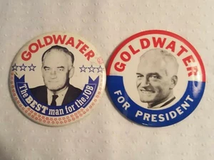 1964 BARRY GOLDWATER FOR PRESIDENT Campaign Pin Pinback Button Political 2 Pins - Picture 1 of 6