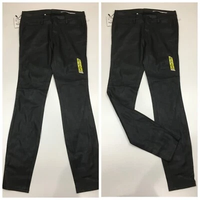 Новый с Ярлыками ZARA женщина черный искусственной кожи середины подъема Slim Fit узкие брюки sz маленький - Изображение 1 из 4