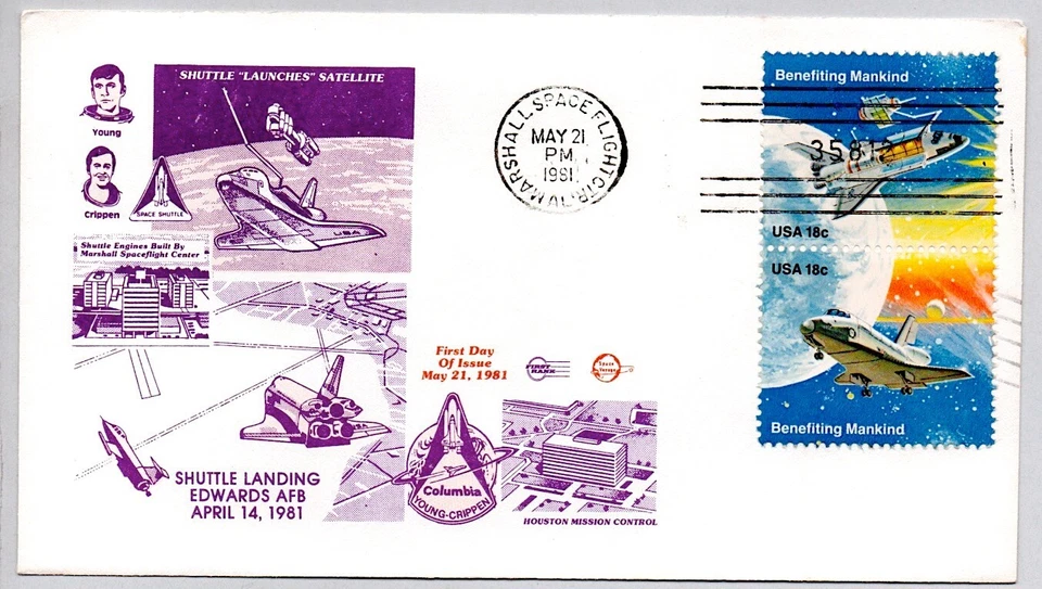 NASA SPACE SHUTTLE BENEFITING MANKIND #1914 1918 STAMP FIRST DAY OF ISSUE, EARTH - Image 1 of 1