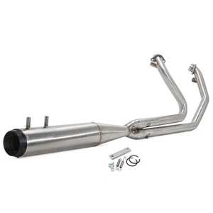 Brushed 2 into 1 Full Length Exhaust Pipe for Harley Touring Glide Bagger 95-16 - Picture 1 of 11
