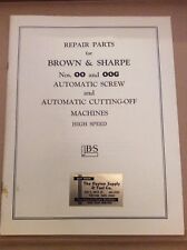 Brown & Sharpe 00 & 00G Screw Machine S/N 249 To 6796 Parts Manual Automatics