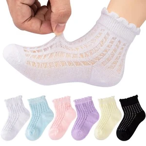6 Pack Toddler Baby Girls Boys Mesh Thin Socks Summer Eyelet Cotton Ruffle Br... - Picture 1 of 7