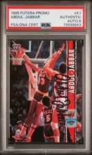 Signed 1995 Futera Adidas Kareem Abdul Jabbar Player Promo Card PSA AUTO LAKERS