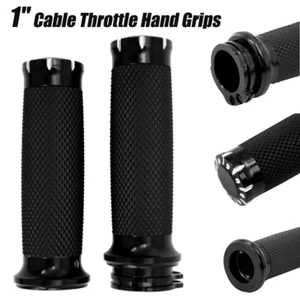 Empuñaduras de manillar de acelerador de cable de motocicleta negras de 1"" para Harley Sportster - Imagen 1 de 10