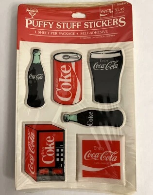 NOS Coca-Cola Vintage Puffy Stuff Stickers Sealed 1983 Hallmark Ambassador Coke - Image 1 of 4