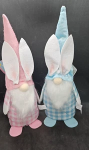 Pair of Easter Gnome Bunnys Decor 14 inch tall stuffed with weighted bottom - Picture 1 of 2
