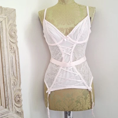 Adore Me Nuevo con Etiquetas Corsé de Encaje Floral Rosa Babydoll Liguero 34C Femenino Fairycore  Foto 1 de 4