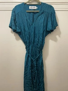 NEISHA Designer Made In Melbourne Forest Green Midi Wrap Dress 16 / L RRP $250 - Picture 1 of 8