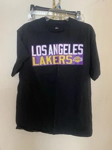 Majestic Herren schwarzes T-Shirt L Large LA Los Angeles Lakers Ball 2 #2 Brustumfang 38” - Bild 1 von 9