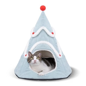 Cozy Pet Teepee Cat & Puppy Tent Tipi Bed Luxurious Pet House with Cushion, F... - Picture 1 of 6