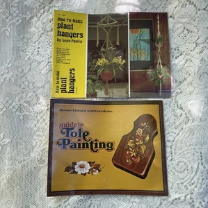 Lot 2 Craft Books Tole Painting & How To Make Plant Hangers Macrame Vtg - Picture 1 of 7