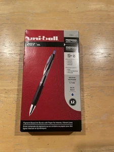 uni-ball uniball 207 penne gel retrattili punta media 0,7 mm inchiostro blu confezione da 12 - Foto 1 di 2