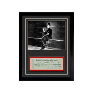 Charlie Chaplin Reproduction Signed Cancelled Check  Framed Display - Picture 1 of 4