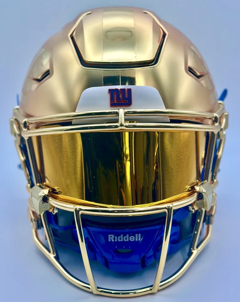 Casco Lawerence Taylor Personalizado Cromo Dorado Velocidad Flex Logotipo Gigantes Certificado JSA Foto 1 de 4