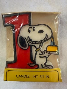 Candela di compleanno vintage Peanuts Snoopy candela da 3 pollici '1' - Foto 1 di 1