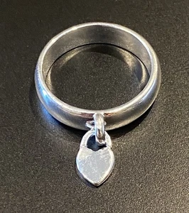 Beautiful 925 Sterling Dangle Heart Ring Size 7 - 3.57gr - Picture 1 of 5