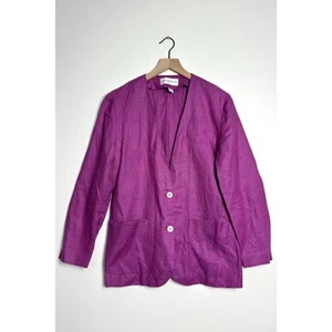 LIZ CLAIBORNE Vintage Linen Blazer Fuchsia Purple size 8 NWT Deadstock - Picture 1 of 8