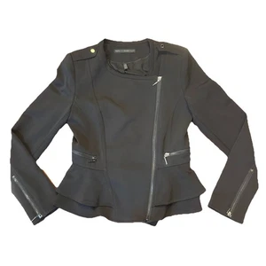 White House Black Market Essential Moto Jacke Gr:2 Reißverschluss Rüschen Cool&Sweet - Bild 1 von 19