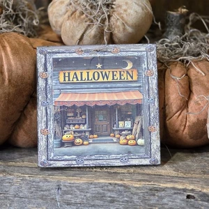 Letrero de madera rústico de escaparate de Halloween: decoración nostálgica de granja (5x5) - Imagen 1 de 4