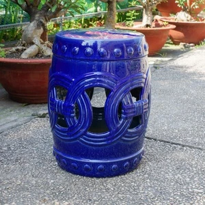 Infiniti Feng-Shui Ceramic Garden Stool Navy Blue Small - Picture 1 of 4