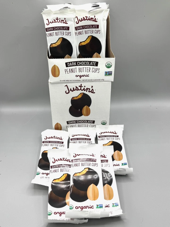 36 twin packs Justins Organic Peanut Butter Cups DARK Chocolate 1.4 Oz - Image 1 of 1